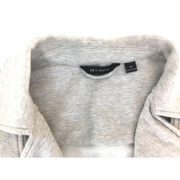 H by HALSTON Gray French Terry‎ Long Sleeve Motorcycle Zipper Jacket Size 14 - Picture 3 of 10